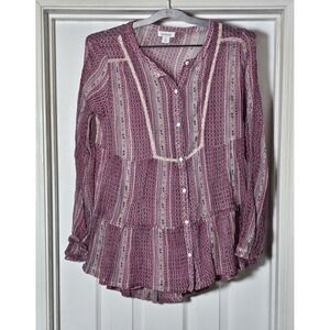 Sundance Blouse Womens Small Sheer Chiffon Long Sleeve Fairy Boho Lined Artsy